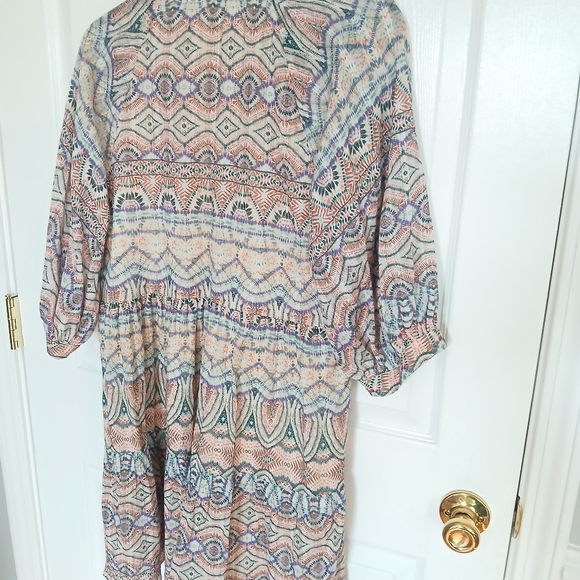 Amanda Uprichard Diego Peasant Balloon Sleeve Mini Dress with Multicolor Trim L - Picture 7 of 7